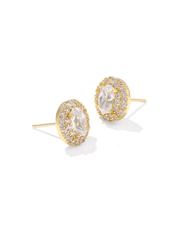 KENDRA SCOTT- Bella Gold Stud Earrings in White CZ